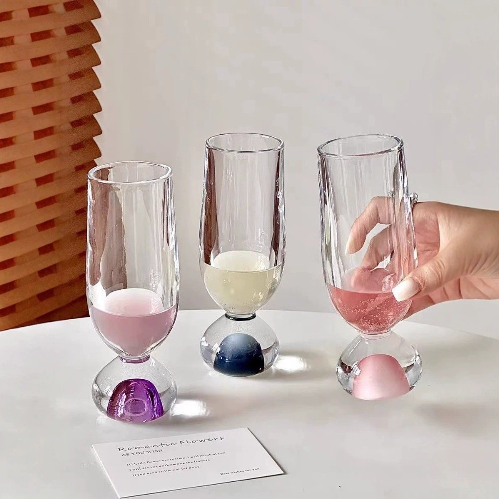 Wine Beer Tasting - Yaratıcı Yuvarlak Tabanlı Cam Ayaklı Bardak